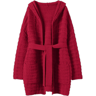 隆重推荐!这件入手真是选对了~纯羊绒时尚连帽开衫加厚毛衣外套