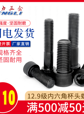 螺栓 12.9级高强度内六角螺栓杯头螺丝DIN912圆柱头螺栓M10*16/15
