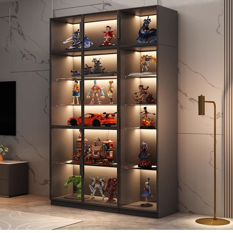 玻璃门手办展示柜陈列家用客厅盲盒玩具乐高模型摆件书柜酒柜商用