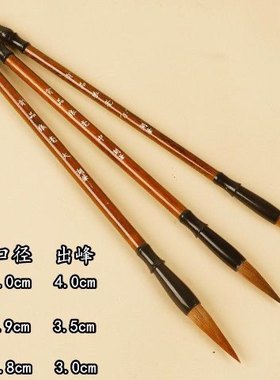 初学者狼毫羊毫兼毫毛笔书法文房四宝文湖笔大中小楷三支毛笔套装