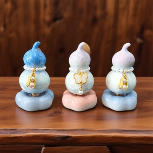 景德镇陶瓷葫芦转转摆件卡通装饰品桌面网红摆设创意礼物转转乐