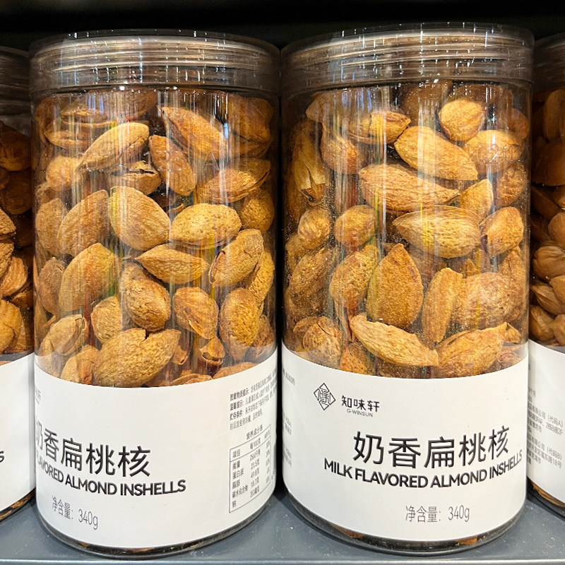 胖东来代购 奶香扁桃核340g罐装坚果自然成熟带壳巴旦木休闲零食