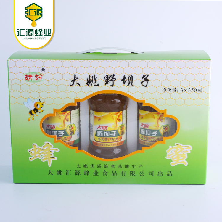 云南特产 大姚野坝子蜂蜜3*350g/盒 礼盒装