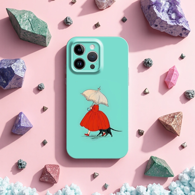 女孩和猫菲林手机壳苹果华为vivo