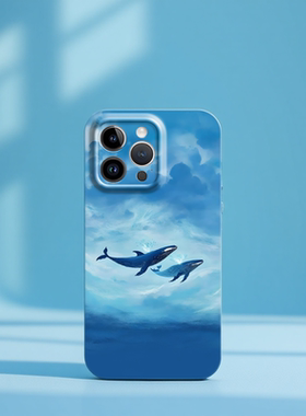 蓝色海洋鲸鱼适用iPhone15苹果16pro手机壳菲林13promax14小众硬软壳12创意华为pura70nova13小米15vivos20软