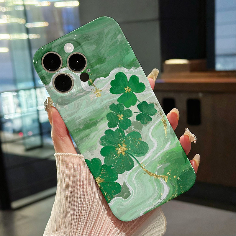 小清新四叶草适用iPhone16/15Promax手机壳华为mate70荣耀300菲林苹果14/13软小米15红米k80硬vivos20y200y77