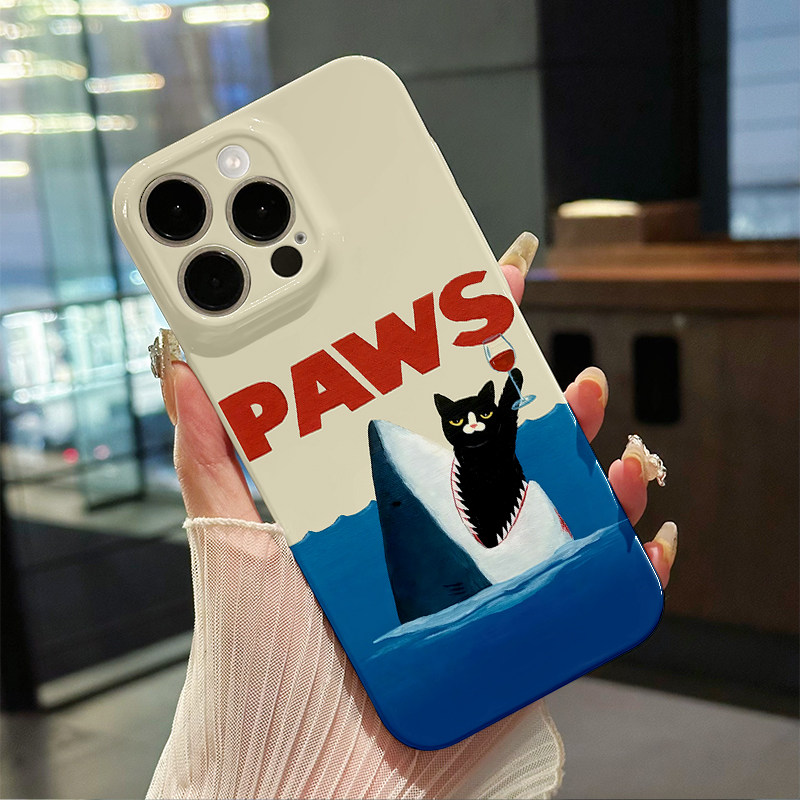 鲨鱼嘴里的醉酒猫手机壳适用iphone16promax苹果15pro全包简约14菲林软壳13华为mate70荣耀300红米k80vivos20