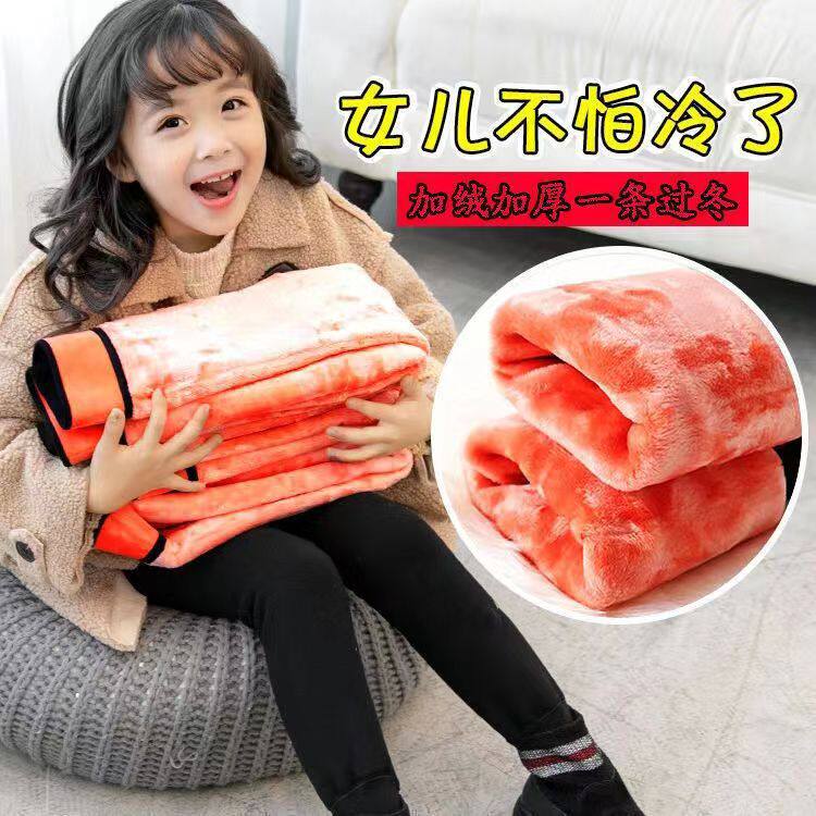 女童打底裤春秋季加绒加厚棉裤外穿中大童女孩黑色紧身保暖裤高