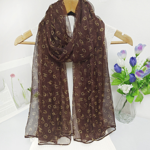 杭州丝绸印花真丝丝巾桑蚕丝纱巾夏秋季长款百搭披肩女薄款长围巾
