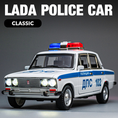 拉达复古警车124合金模型玩具车