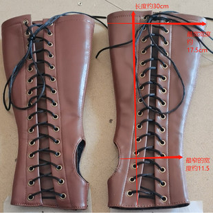 男士 套半指手套 户外休闲皮革护手长手套纯色气眼系带护腕长臂袖