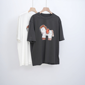 减龄休闲百搭彩虹小马圆领短袖 T恤上衣女马年限定 马年好寓意