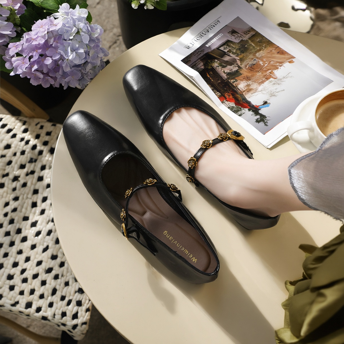 法式复古单鞋女设计感小众平底