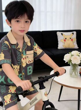 男童睡衣夏季云朵棉短袖薄款小童