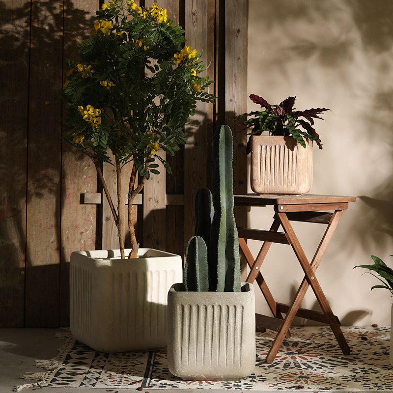 欧式正方形大号口径氧化镁泥花盆仿水泥天堂鸟琴叶榕庭院客厅商场,鲜花速递/花卉仿真/绿植园艺,花盆,淘宝优惠券,粉丝福利购,淘宝优惠卷