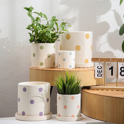 手工印刻圆形素烧胚陶土花盆吸水