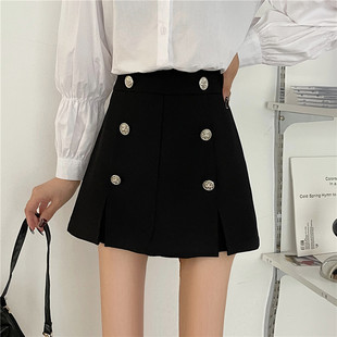 大码不规则短裙裤女高腰显瘦阔腿西装a字裤外穿假两件爆款靴裤子