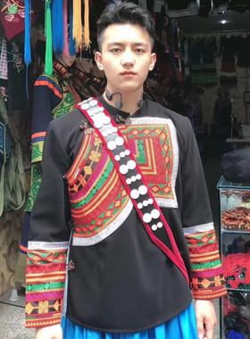 彝族服饰男女美姑彝族服饰男装女装春秋冬长袖民族风刺绣花上衣