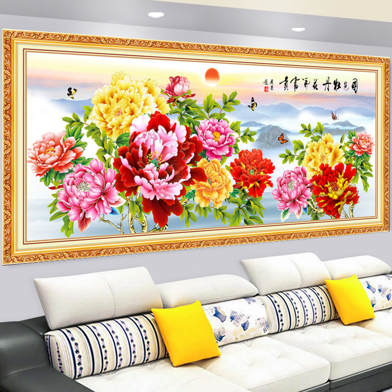 国画牡丹贴画客厅装饰画国色天香风水招财壁画自粘装饰画山水画
