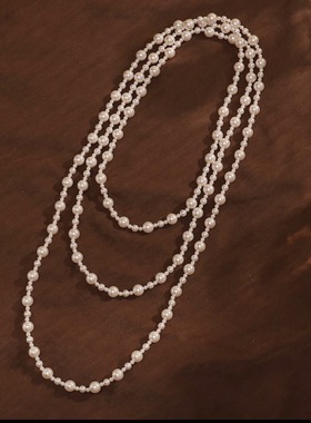 【送胸针】高端重工长款贝珠项链多种戴法小香风珍珠毛衣链