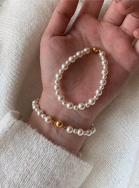 贝珠极光珍珠澳白小众精致高级感手串手饰新款磁吸手链女轻奢