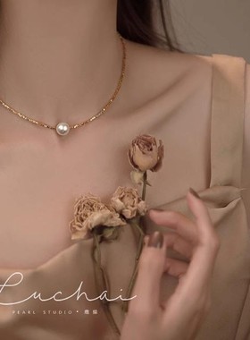 18K金保色碎银子锁骨链施家珍珠项链女款气质感轻奢