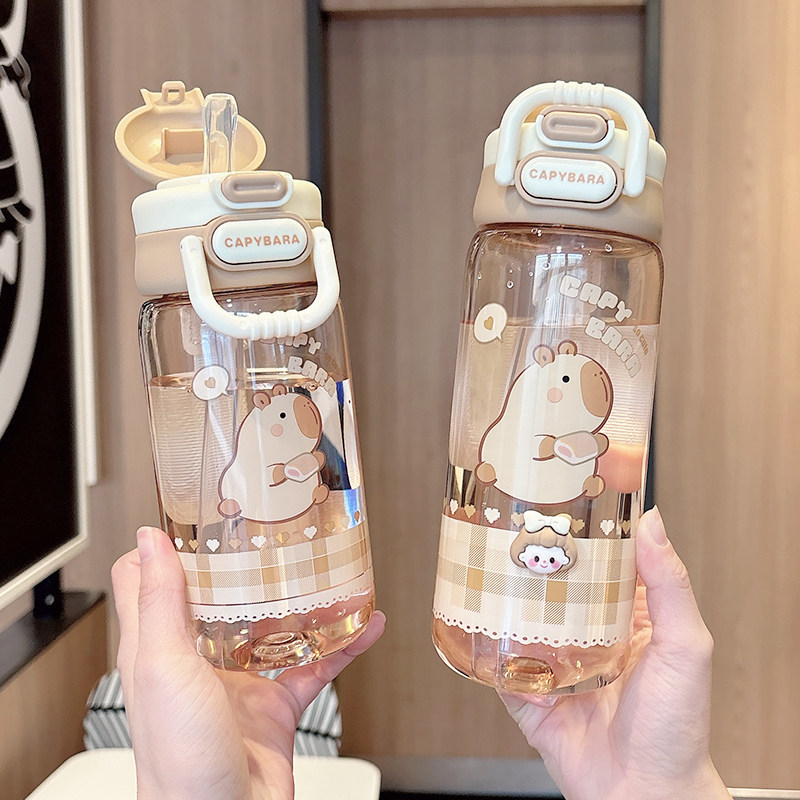 卡皮巴拉儿童水杯男女孩可爱塑料杯子学生上学专用双饮吸管杯,餐饮具,吸管杯,淘宝优惠券,粉丝福利购,淘宝优惠卷