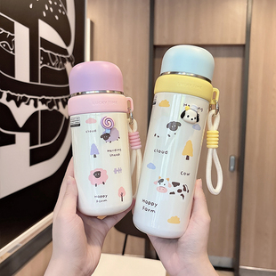 可爱带盖保温杯女生高颜值316不锈钢泡茶杯子儿童学生便携喝水杯