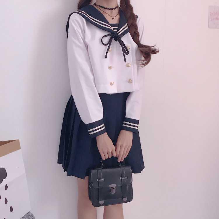 jk制服裙学院风套装水手服初恋日系可爱连衣裙女装放学后的海军(非品牌)