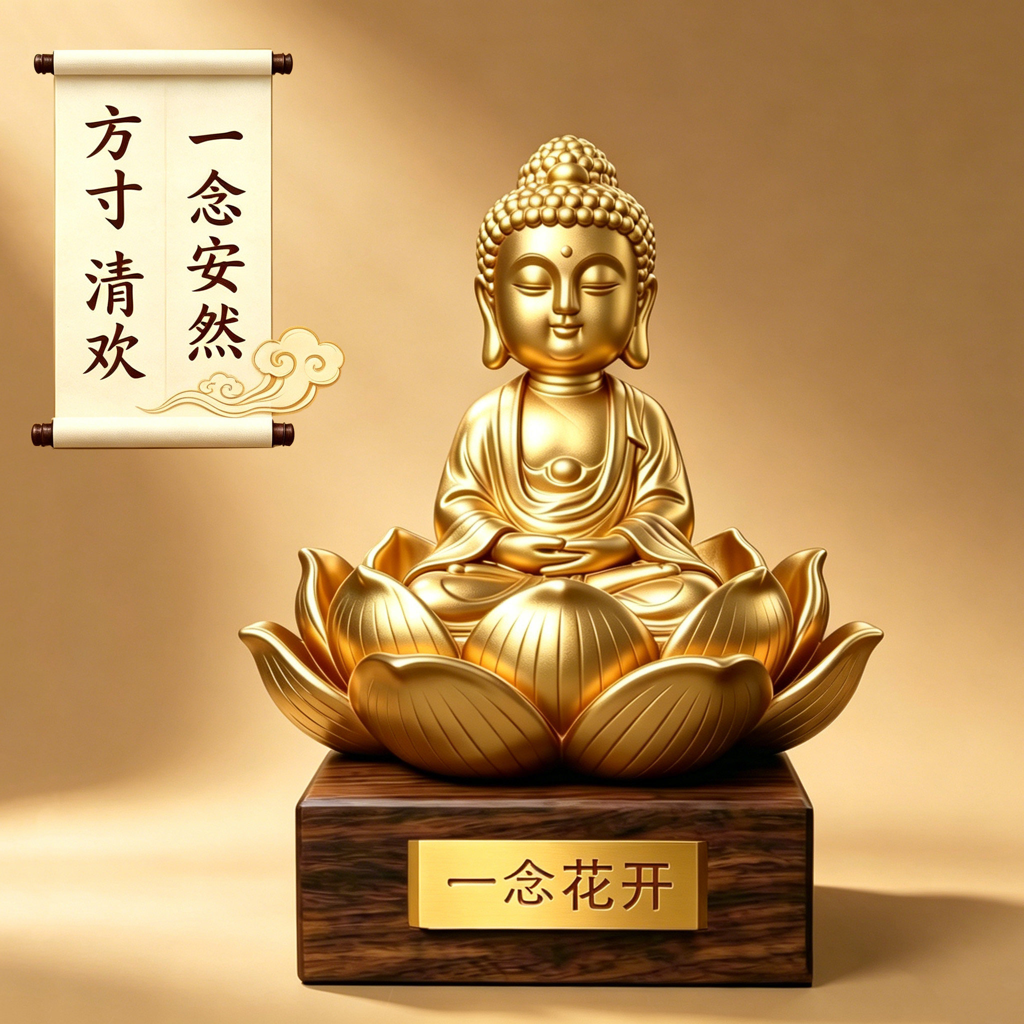 一念花开中式如来禅意小摆件