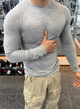 Light Weight无缝提花速干长袖t恤男运动健身透气训练服户外骑行