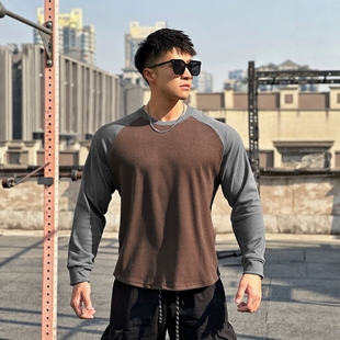 加绒保暖拼色显壮肌肉男跑步打底衫 Light Weight春秋健身德绒长袖