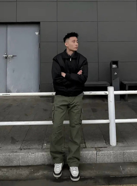 Light Weight新美式直筒工装裤多口袋水洗牛仔裤休闲宽松伞兵裤男