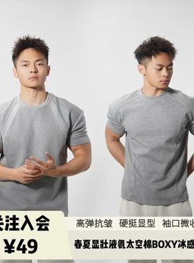 Light Weight春夏液氨太空棉BOXY重磅抗皱高弹硬挺显型短袖T恤