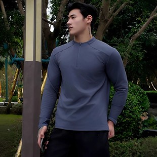 健身男 长袖 Light Weight半拉链加绒立领显壮云感四面弹运动打底衫