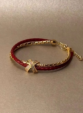 红色复古轻奢设计感红绳手链女本命年饰品新年礼物送闺蜜礼盒装