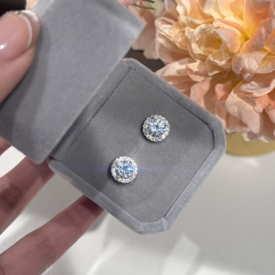 爆闪！微镶钻石耳钉女圆形莫桑钻高级感耳环2025新款耳饰S925纯银