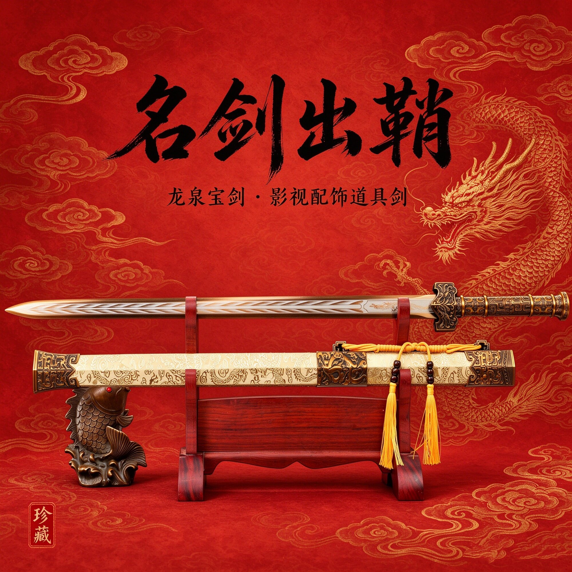 锰钢宝剑龙泉玩具剑花道具古风仙气宝剑影视短剧拍摄剧本杀未开刃