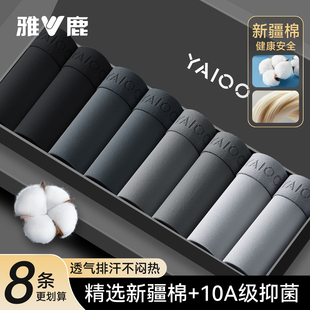 头平角裤 雅鹿男士 四角短裤 全棉抗菌裆100%纯棉透气男款 衩男生 内裤