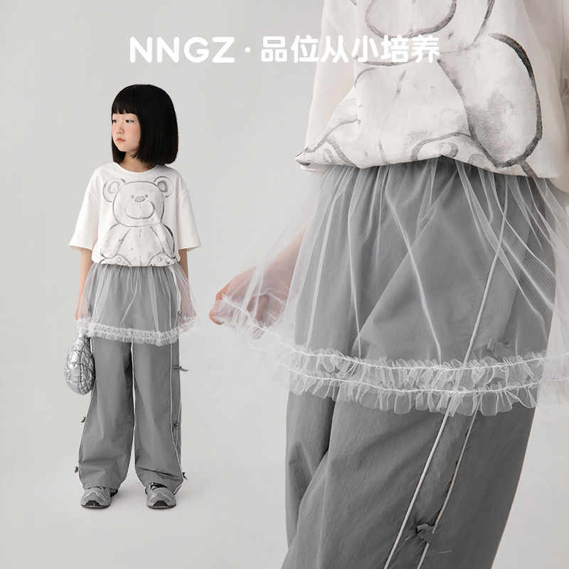 NNGZ女童百搭网纱半身裙夏季洋气时髦儿童屁帘童装个性叠穿短裙子图片