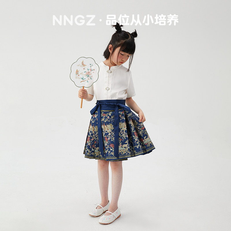 NNGZ夏季女童马面裙短款洋气时髦儿童中国风半身裙童装新中式裙子