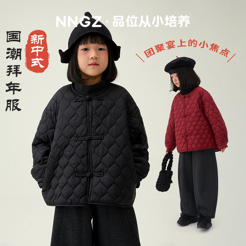 NNGZ女童新中式棉服外套冬季复古国风儿童棉衣洋气百搭童装棉袄图片