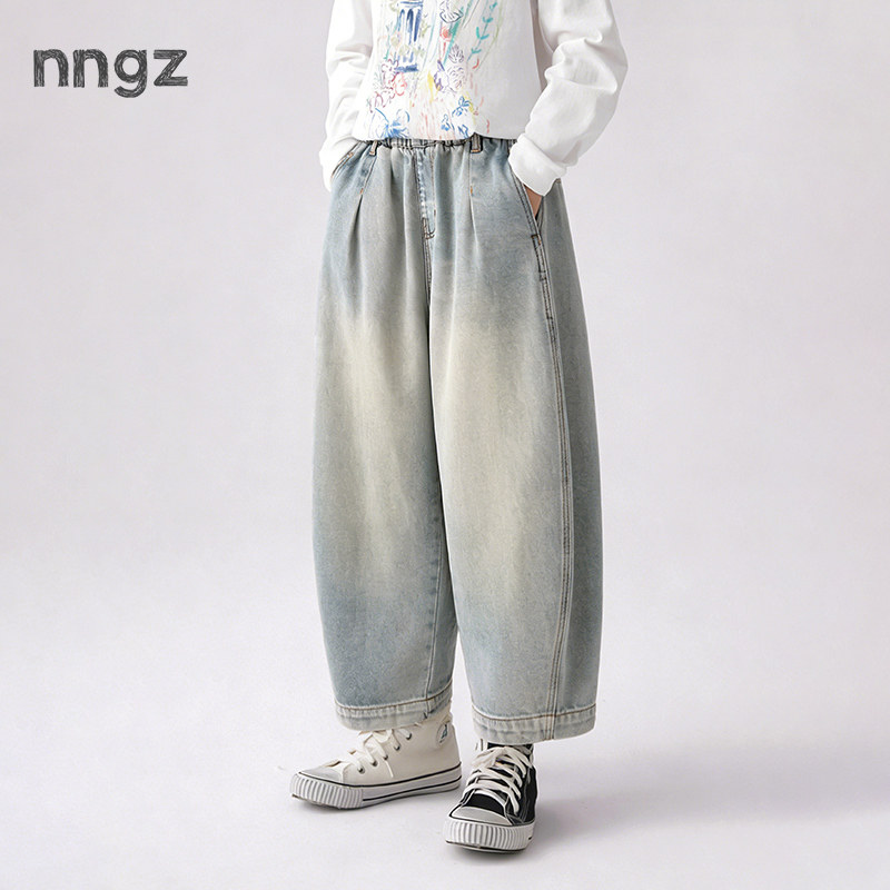 NNGZ设计师女童廓形软牛仔裤26夏季新款休闲裤洋气百搭儿童弯刀