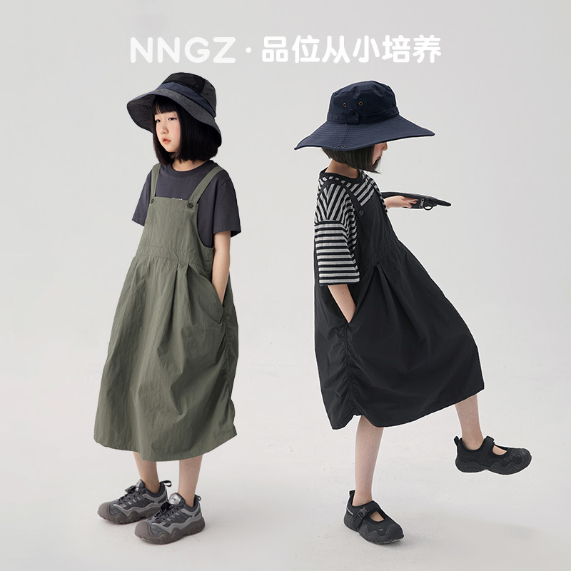 NNGZ设计师风女童山系户外背带裙夏季儿童洋气连衣裙童装时髦裙子