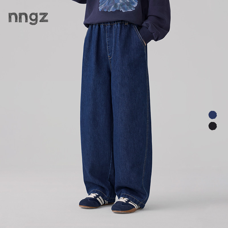 NNGZ2026秋季新款女童复古蓝软牛仔裤亲肤透气香蕉裤儿童弯刀裤子图片