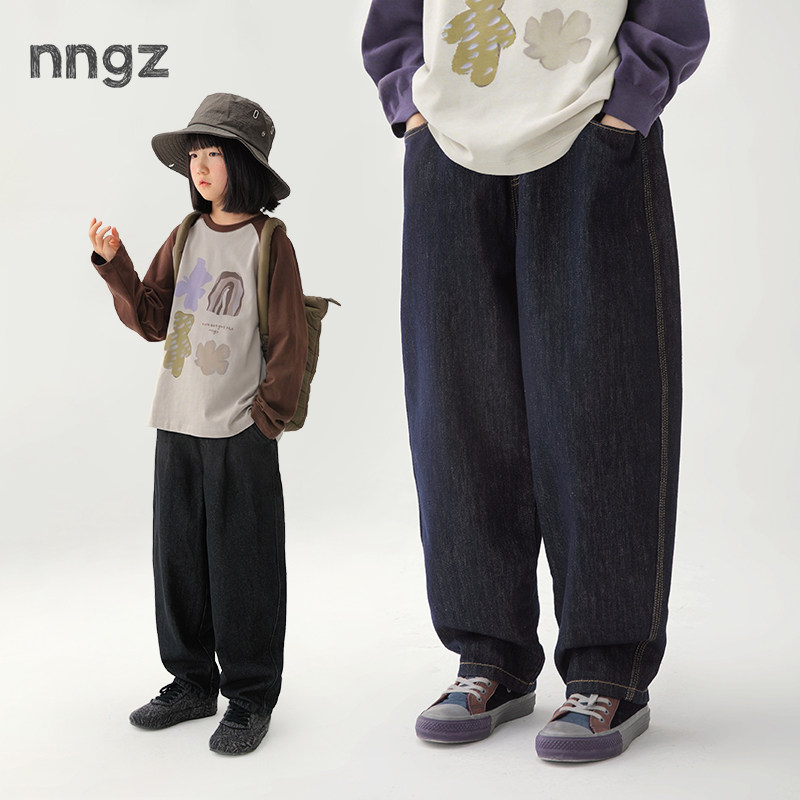 NNGZ秋季女童牛仔裤2026新款宽松儿童萝卜裤童装休闲裤洋气老爹裤图片