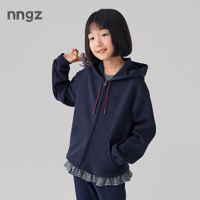 NNGZ26秋新款女童miu系立体贴布绣卫衣外套洋气时髦儿童拉链开衫图片