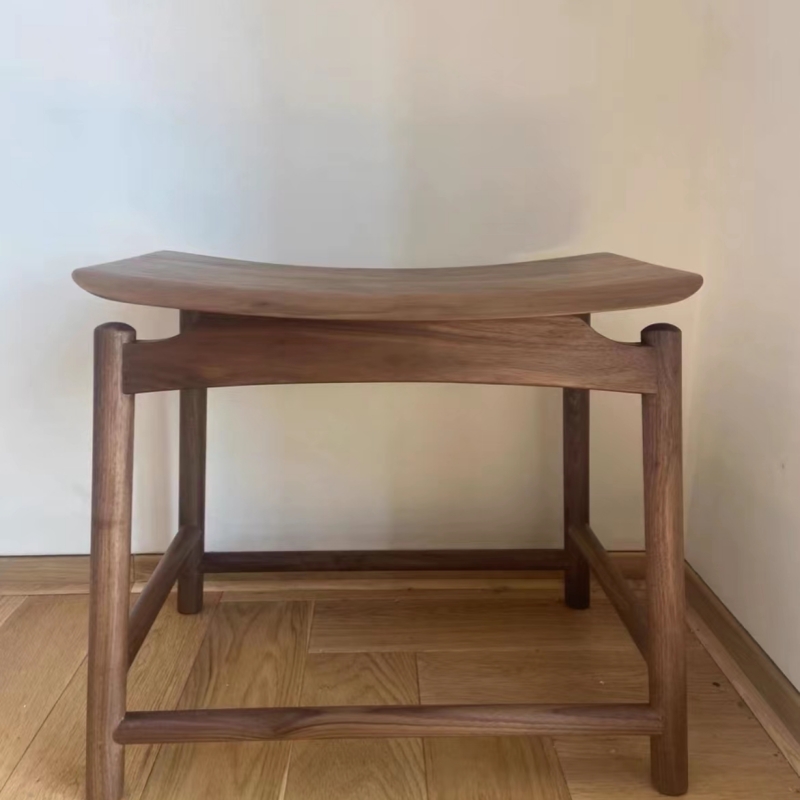 新中式风老榆木禅意茶边几小方凳