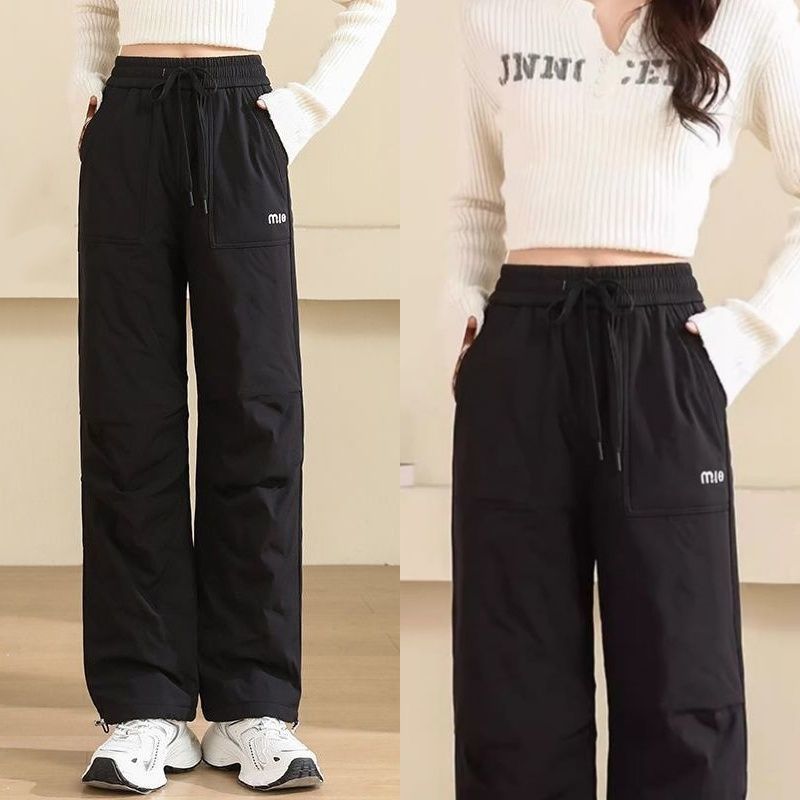 冬季女窄版加厚加绒保暖防风棉裤