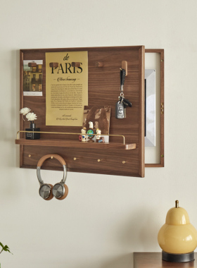 中古风电表箱装饰画黑胡桃实木2025新款改造置物架电闸盒创意遮挡